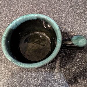 Handcrafted Ceramic Mug with Teal Rim